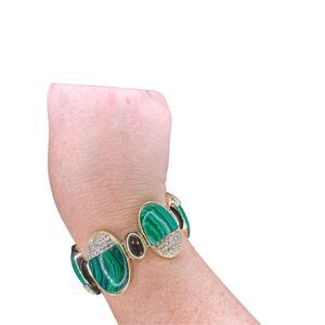Ann Taylor Green and Crystal Beaded Bracelet